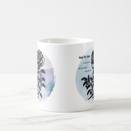 Hütte Rose der Liebe auf blau Kaffeetasse (Mittel)