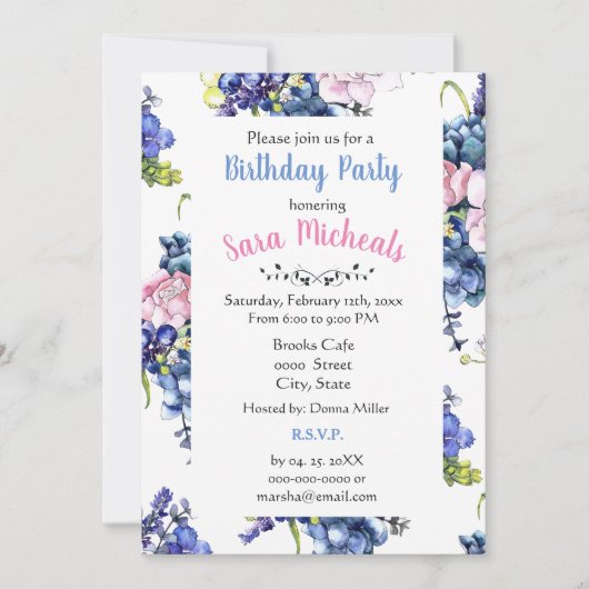 Hütte Rose Geburtstagspartei Einladung (Vorderseite)