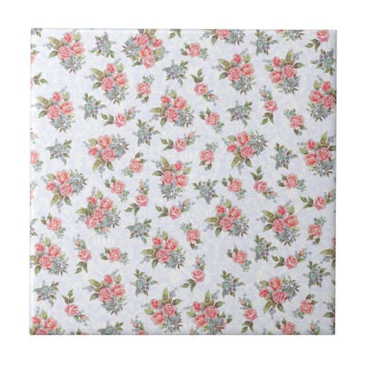 Hütte Rose Rosa Blumenmuster Fliese (Vorderseite)