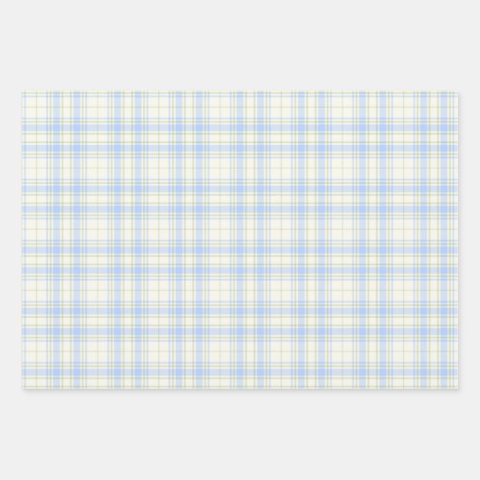Hütte Rose, Tartan und Streifen Set in Himmelblau Geschenkpapier Set (Vorderseite 3)
