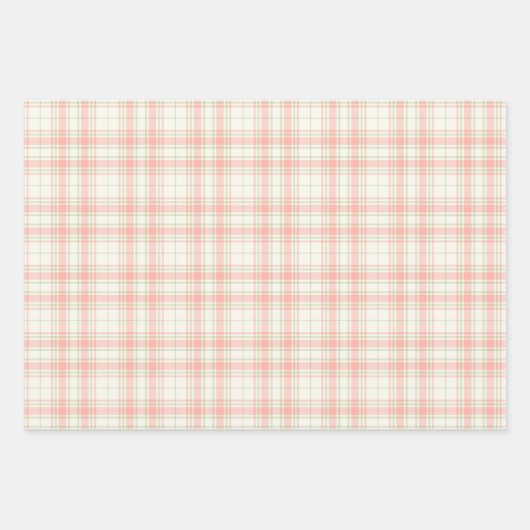 Hütte Rose, Tartan und Streifen Set in Rosa Geschenkpapier Set (Vorderseite 3)