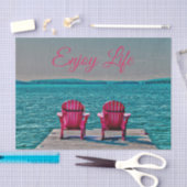 Hütte Rustikale Adirondack-Stühle Aquamarin Lebens Seidenpapier (Handwerk)