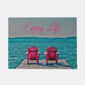 Hütte Rustikale Adirondack-Stühle genießen Leben Fußmatte (Vorderseite)