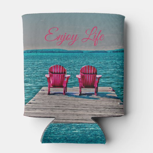 Hütte Rustikale Adirondack-Stühle genießen Lebensa Dosenkühler (Rückseite)