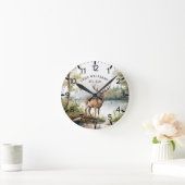 Hütte Rustikaler Hirschberg Personalisiert Runde Wanduhr (Zuhause)