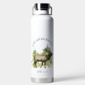 Hütte Rustikales Elchenholz Personalisierter Berg Trinkflasche (Rückseite)