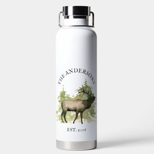 Hütte Rustikales Elchenholz Personalisierter Berg Trinkflasche (Rückseite)