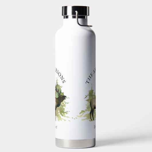 Hütte Rustikales Elchenholz Personalisierter Berg Trinkflasche (links)