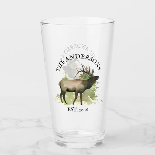 Hütte Rustikales Elchholz Personalisierte Berghütt Glas (Vorderseite)