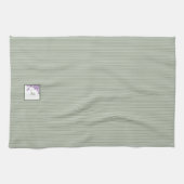 Hütte Sage Strip Lila Blumenskriptmonogramm Geschirrtuch (Horizontal)