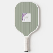 Hütte Sage Strip Lila Blumenskriptmonogramm Pickleball Schläger (Rückseite)