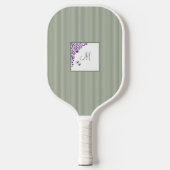 Hütte Sage Strip Lila Blumenskriptmonogramm Pickleball Schläger (Vorderseite)