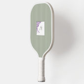 Hütte Sage Strip Lila Blumenskriptmonogramm Pickleball Schläger (Links)