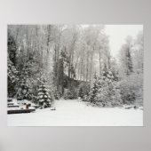 Hütte Schneefall Poster (Vorne)