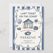 Hütte Seaside Rope Nautical Blue Bachelorette Einladung (Vorderseite)