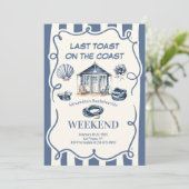 Hütte Seaside Rope Nautical Blue Bachelorette Einladung (Stehend Vorderseite)