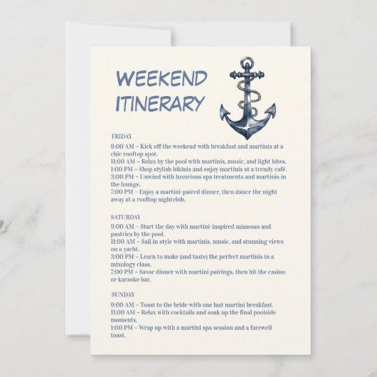 Hütte Seaside Rope Nautical Blue Bachelorette Einladung (Rückseite)