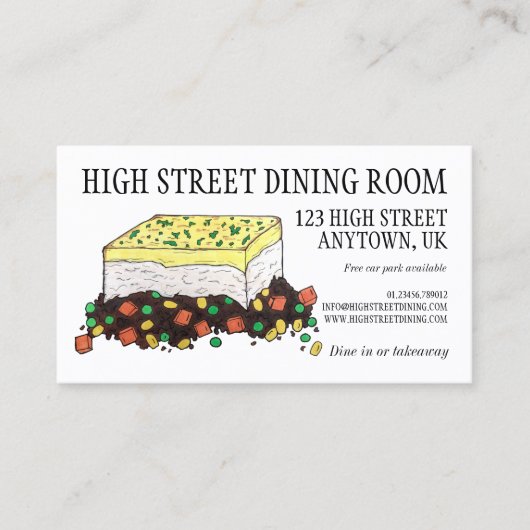 Hütte Shepherd Meat Pie English Food Visitenkarte (Vorderseite)