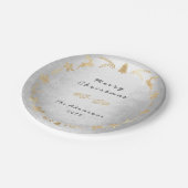 Hütte Silver Gray Gold Weihnachten Pappteller (Schrägansicht)
