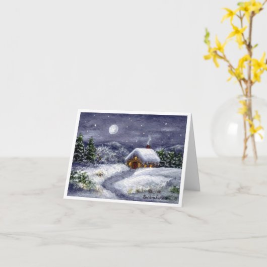 Hütte Snow Moon Karte (Gelbe Blume)