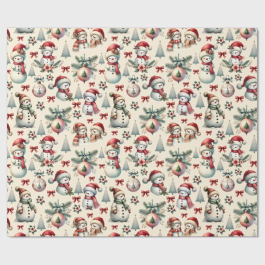 Hütte Snowman Weihnachtsrollen Geschenkpapier (Flach)