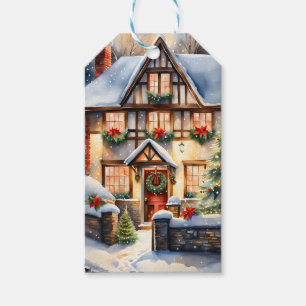 Hütte Snowy Weihnachtsgeschenk Tag Geschenkanhänger