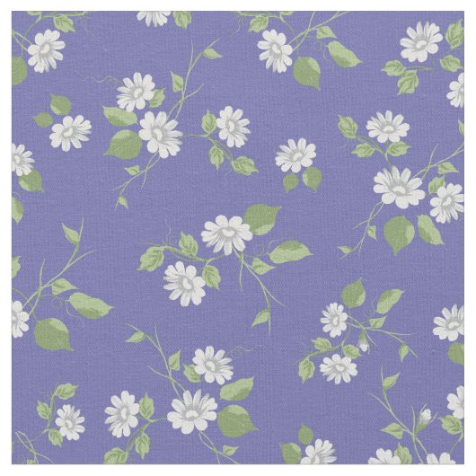 Hütte Style Periwinkle Floral Daisy Stoff (Nahaufnahme)