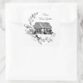 Hütte und Blume Aufkleber auf dem Platz (Tasche)