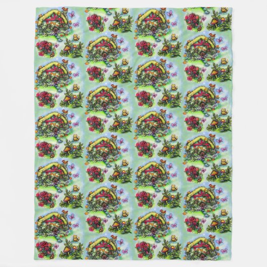 Hütte und Blume Kernflora Fleecedecke (Vorderseite)