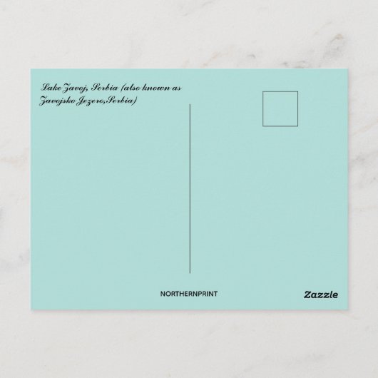 Hütte und Schiff am See Zavoj Serbien Postkarte (Rückseite)