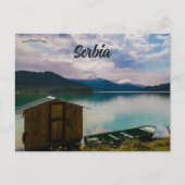 Hütte und Schiff am See Zavoj Serbien Postkarte (Vorderseite)