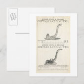Hütte- und Simplex-Rasenmäher, Illustration Postkarte (Vorne/Hinten)
