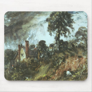 Hütte unter Bäumen mit einem Sandbank, c.1830-36 Mousepad