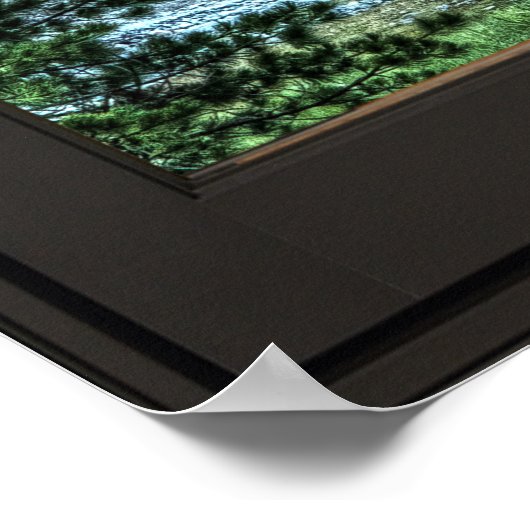 Hütte View Imitate Fenster Illusion 24x24 Schwarz Poster (Ecke)