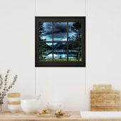 Hütte View Imitate Fenster Illusion 24x24 Schwarz Poster (Küche)