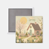 Hütte von Blumen/Frühling Magnet (Vorderseite/Rückseite)
