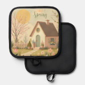 Hütte von Blumen/Frühling Topflappen (Vorderseite/Rückseite)