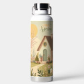 Hütte von Blumen/Frühling Trinkflasche (Rückseite)