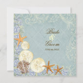 Hütte von Flora durch die Muscheln Hochzeit am Str Einladung (Rückseite)
