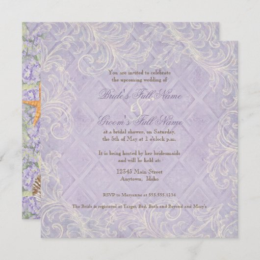 Hütte von Flora durch die Muscheln Hochzeit am Str Einladung (Vorne/Hinten)