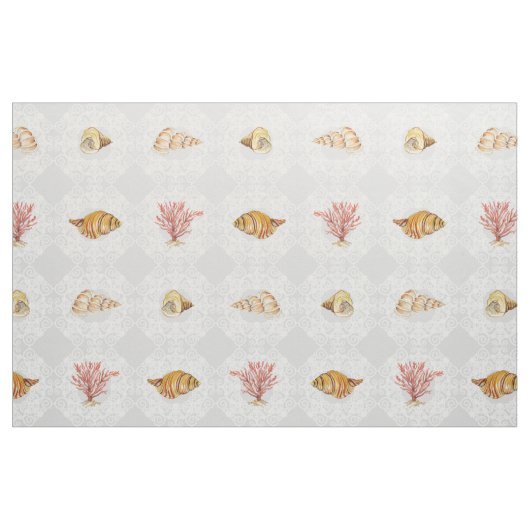 Hütte Wasserfarbe Muschelkorn Muster Stoff (Fat Quarter (45,7 x 55,9 cm))