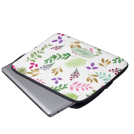 Hütte Watercolor Botanic Electronics Bag Laptopschutzhülle (Vorne Knopf)