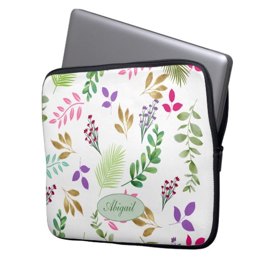 Hütte Watercolor Botanic Electronics Bag Laptopschutzhülle (Vorderseite Links)