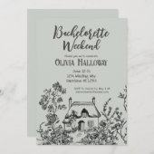 Hütte Weekend Junggeselinnen-Abschied Einladung (Vorne/Hinten)