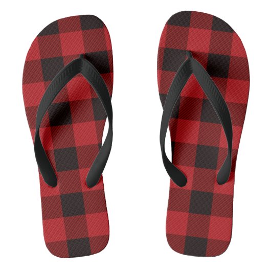 Hütte Weihnachten Roter Büffel Lumberjack kariert Badesandalen (Fußbett)