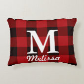 Hütte Weihnachten Roter Büffel Lumberjack kariert Zierkissen (Vorderseite)