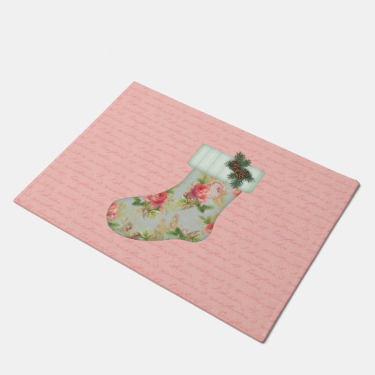 Hütte Weihnachts-Strumpf Fußmatte (Schrägansicht)