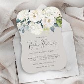 Hütte White Floral Baby Dusche Einladung