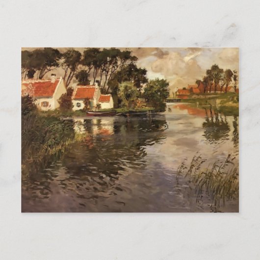 Hütten am Fluss von Frits Thaulow Postkarte (Vorderseite)