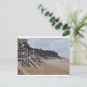 Hütten am Strand Postkarte (Stehend Vorderseite)